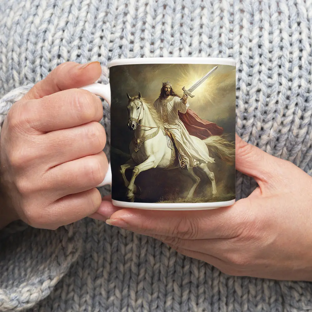 Jesus Christ Riding White Horse With Sword – Mugs