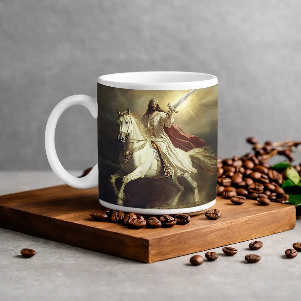 Jesus Christ Riding White Horse With Sword – Mugs
