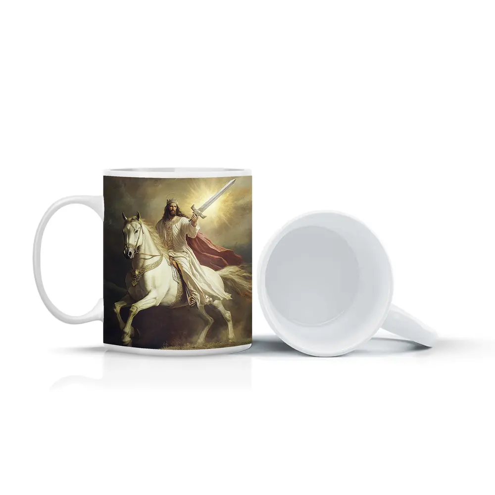 Jesus Christ Riding White Horse With Sword – Mugs