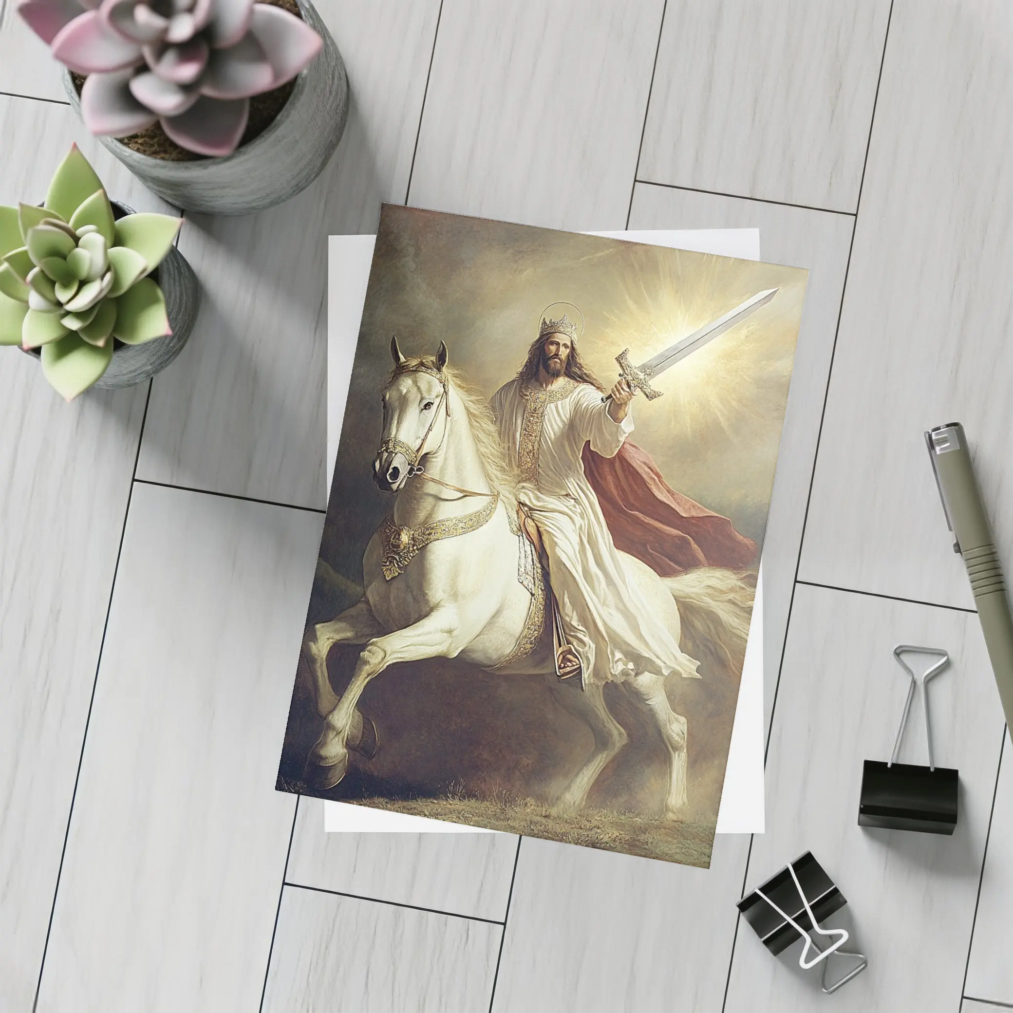 Jesus Christ Riding White Horse With Sword – Postcards