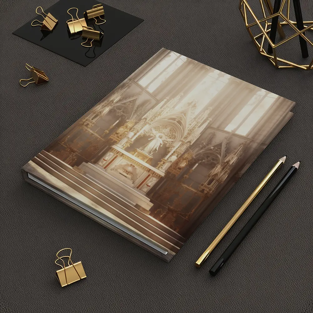 Gothic Cathedral Altar Warm Golden Light – Notebooks
