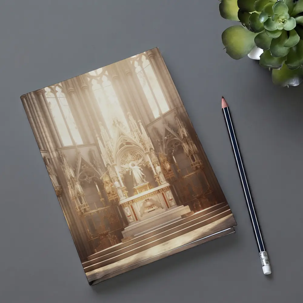 Gothic Cathedral Altar Warm Golden Light – Notebooks