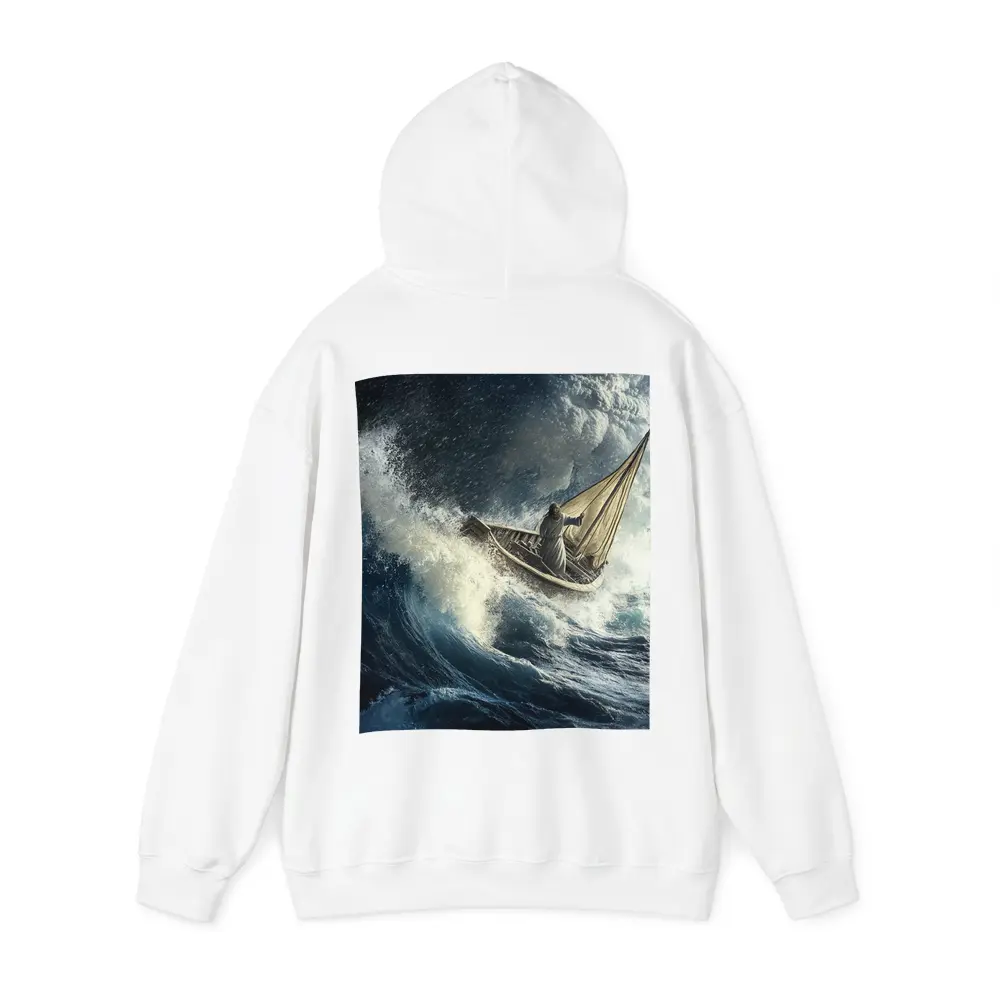 Jesus Calming Storm on Raging Sea – Hoodies