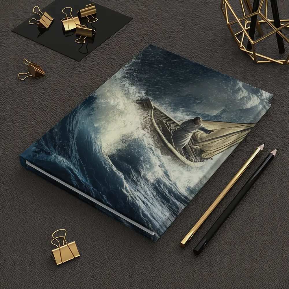 Jesus Calming Storm on Raging Sea – Notebooks