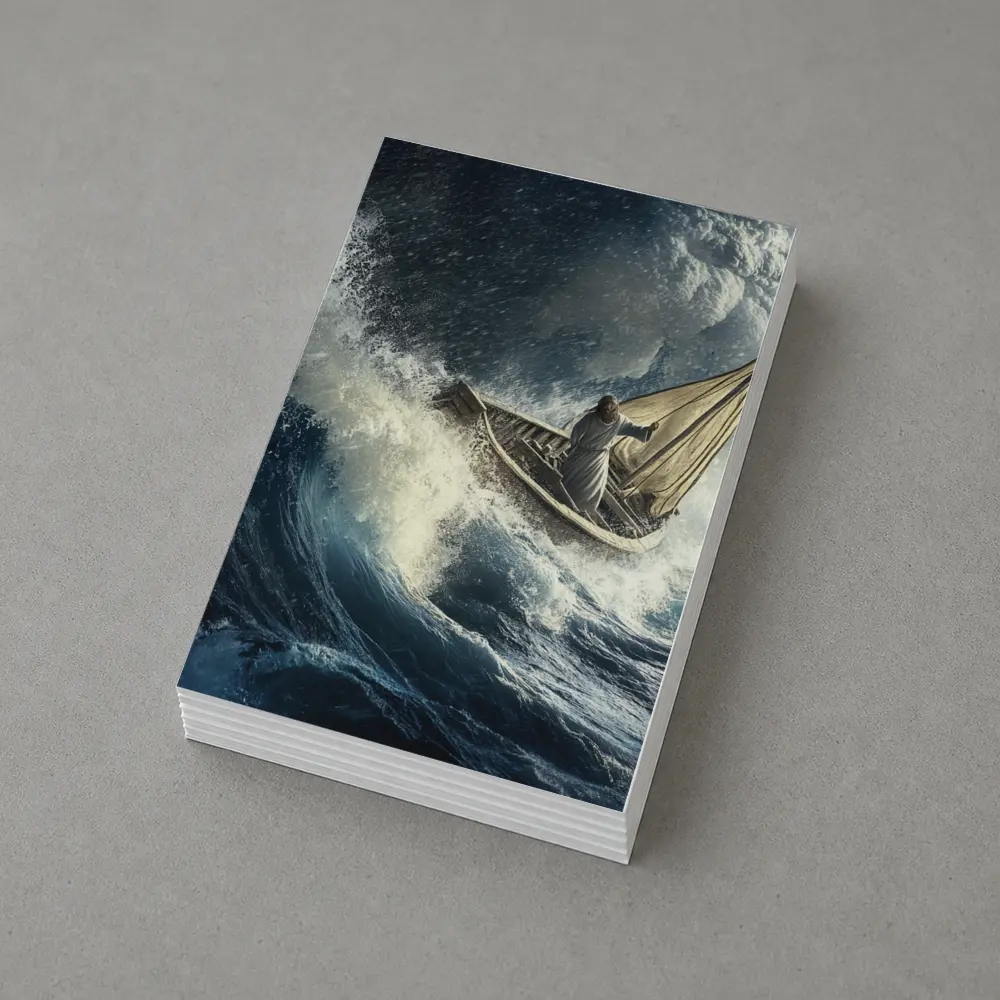 Jesus Calming Storm on Raging Sea – Postcards
