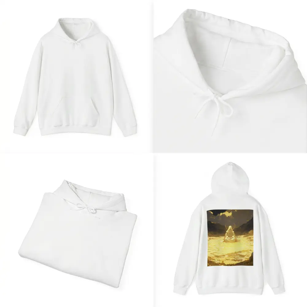 Hooded Meditating Figure Golden Desert Anime – Hoodies