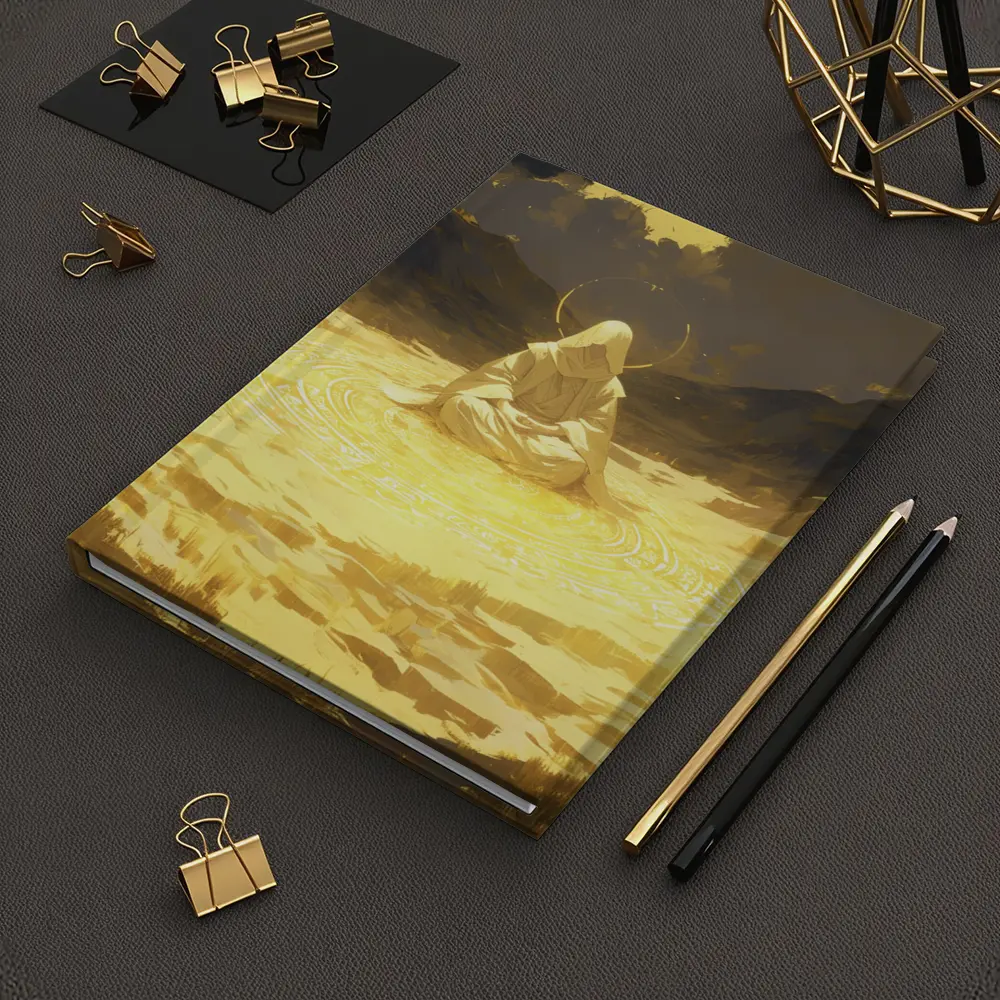Hooded Meditating Figure Golden Desert Anime – Notebooks