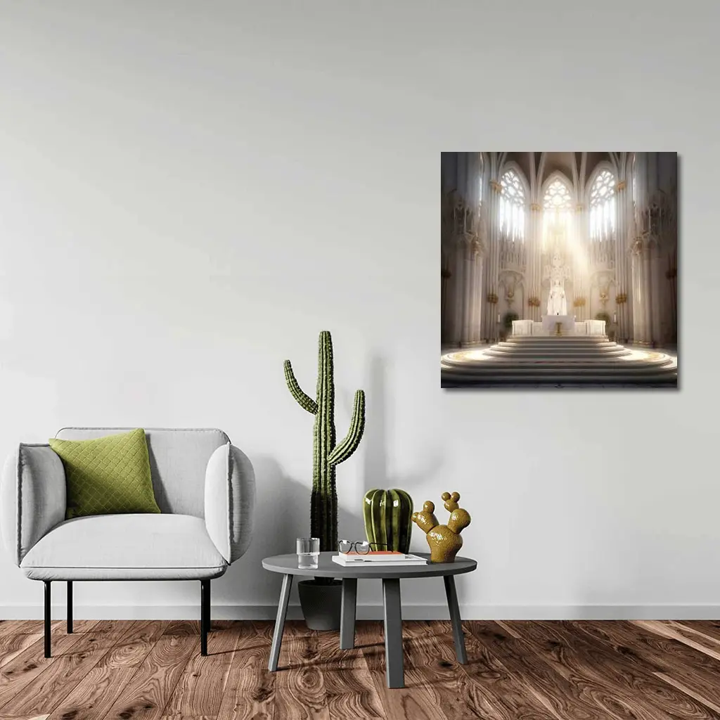 Gothic Cathedral Altar Divine Light Interior – Wall Art