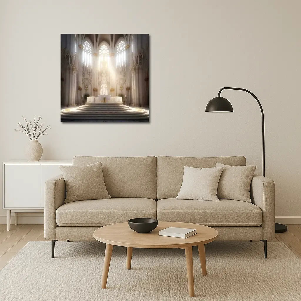 Gothic Cathedral Altar Divine Light Interior – Wall Art