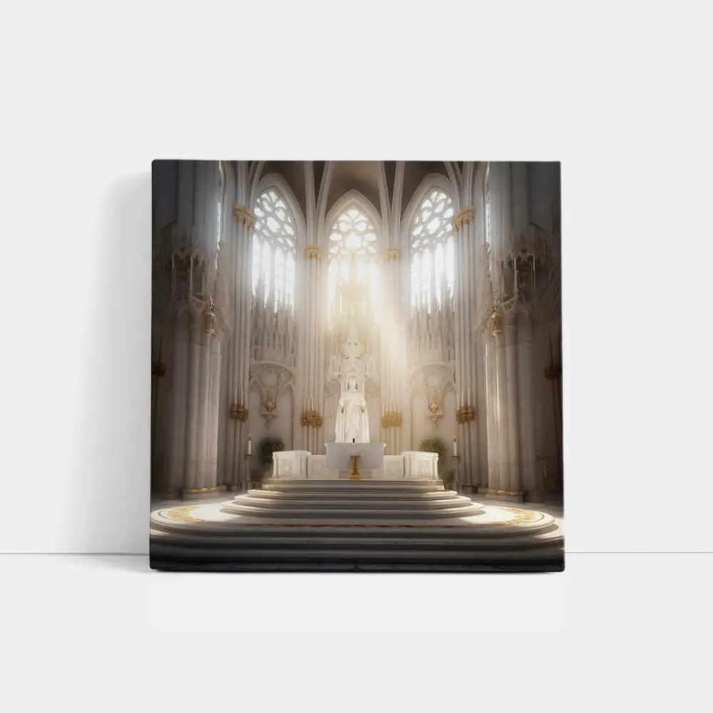 Gothic Cathedral Altar Divine Light Interior – Wall Art