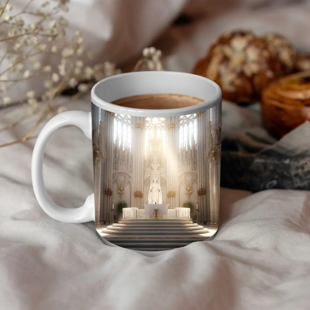 Gothic Cathedral Altar Divine Light Interior – Mugs