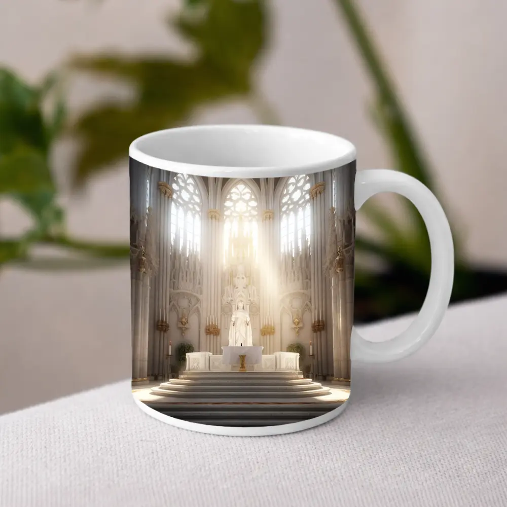 Gothic Cathedral Altar Divine Light Interior – Mugs
