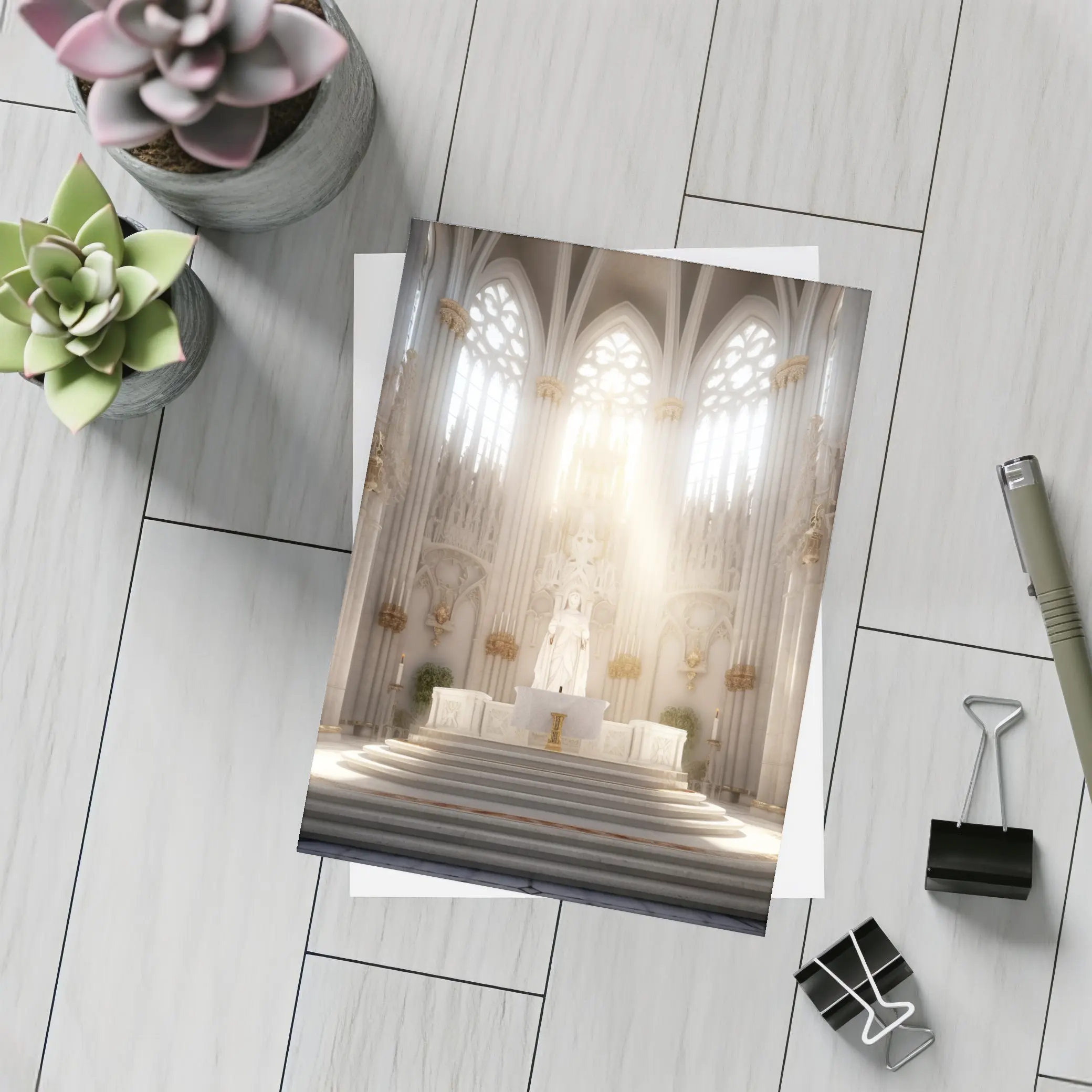 Gothic Cathedral Altar Divine Light Interior – Postcards