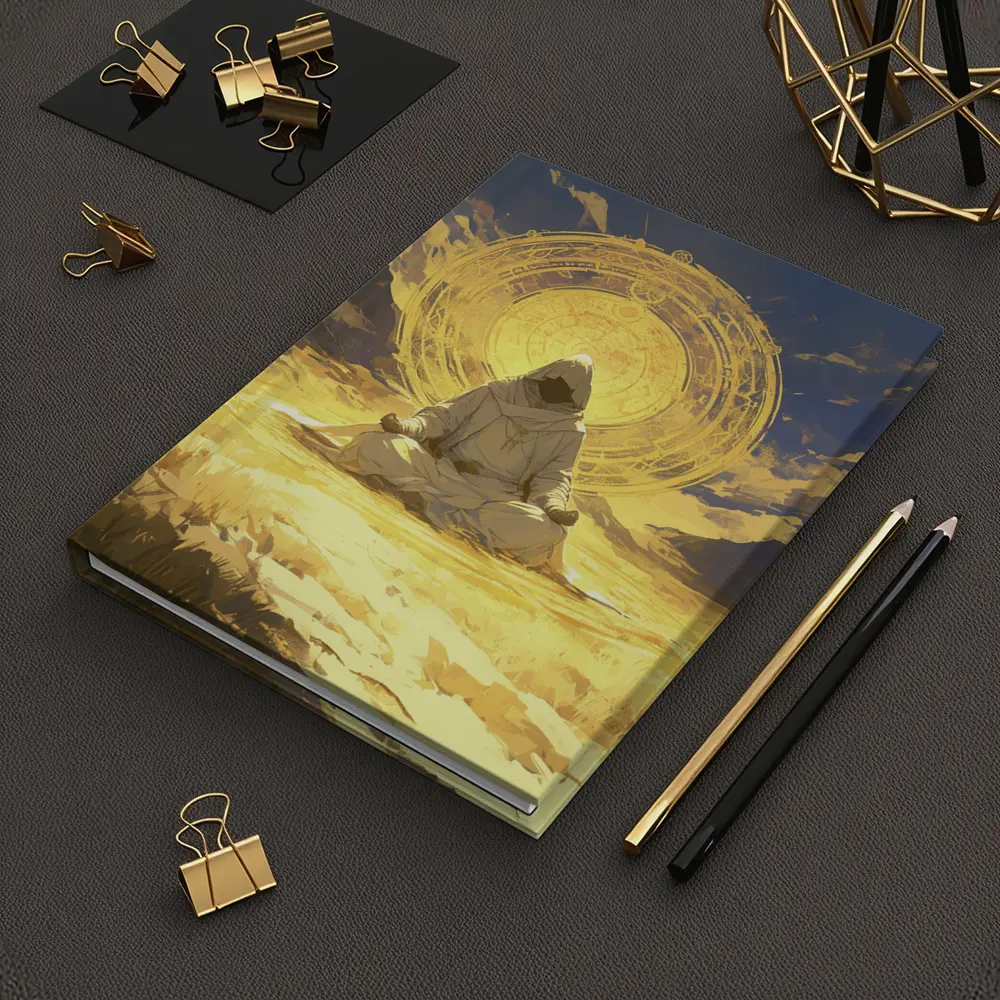 Hooded Monk Meditating Golden Mystic Circle – Notebooks