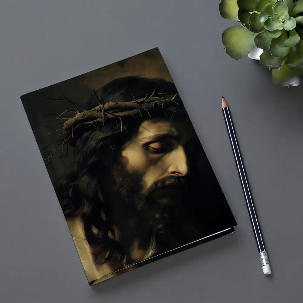 Jesus Christ Crown of Thorns Dark Painting – Notebooks