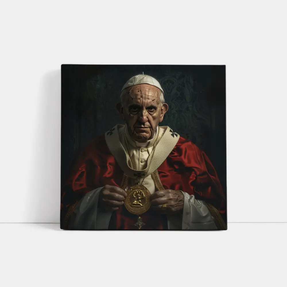 Catholic Pope Portrait Red Ceremonial Robes – Wall Art