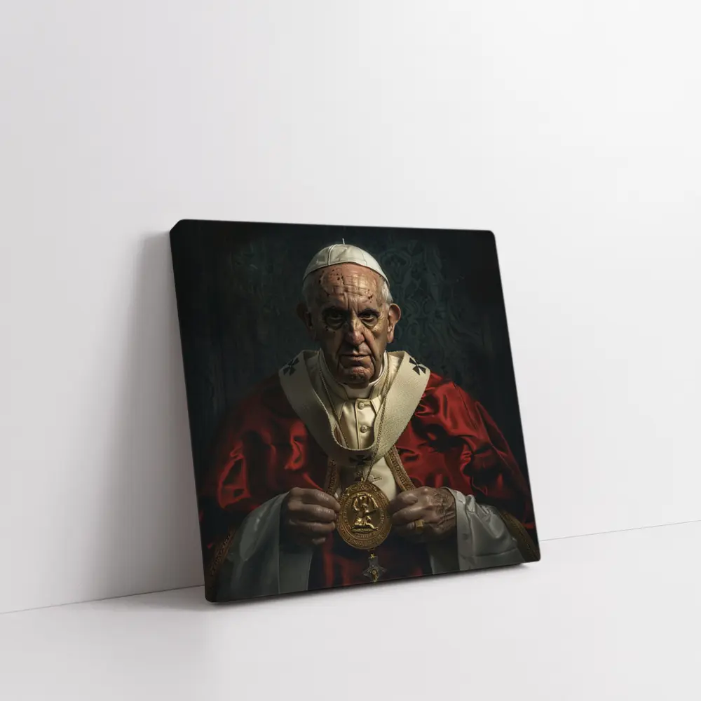 Catholic Pope Portrait Red Ceremonial Robes – Wall Art