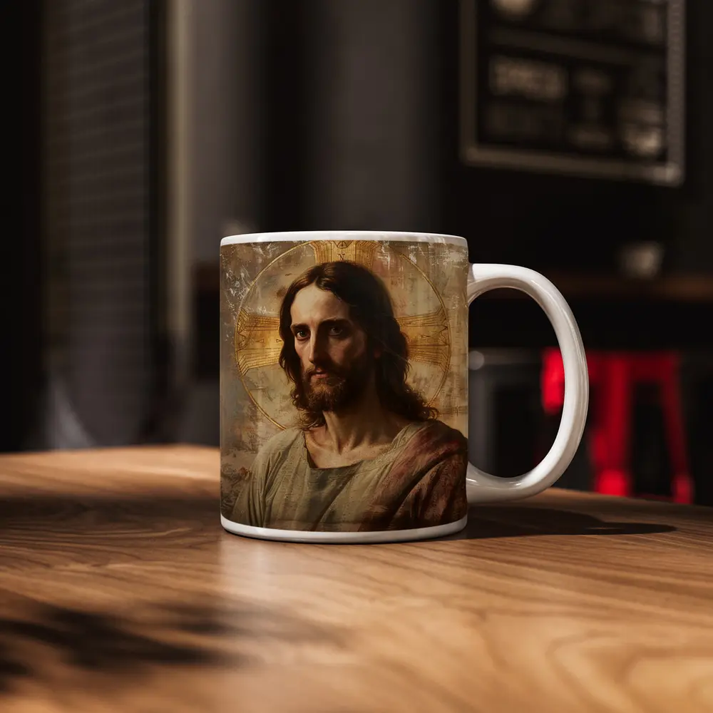 Jesus Christ Portrait Golden Halo Antique Art – Mugs