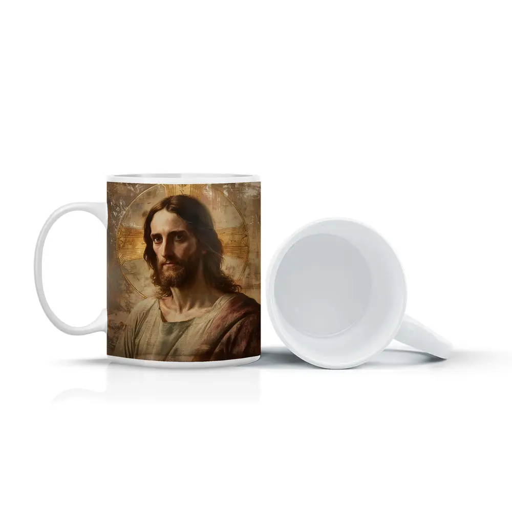 Jesus Christ Portrait Golden Halo Antique Art – Mugs