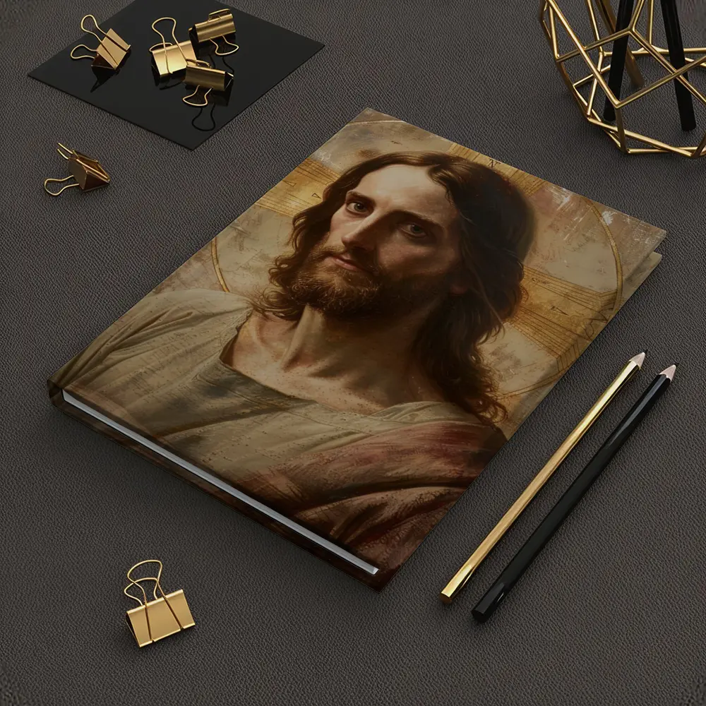 Jesus Christ Portrait Golden Halo Antique Art – Notebooks