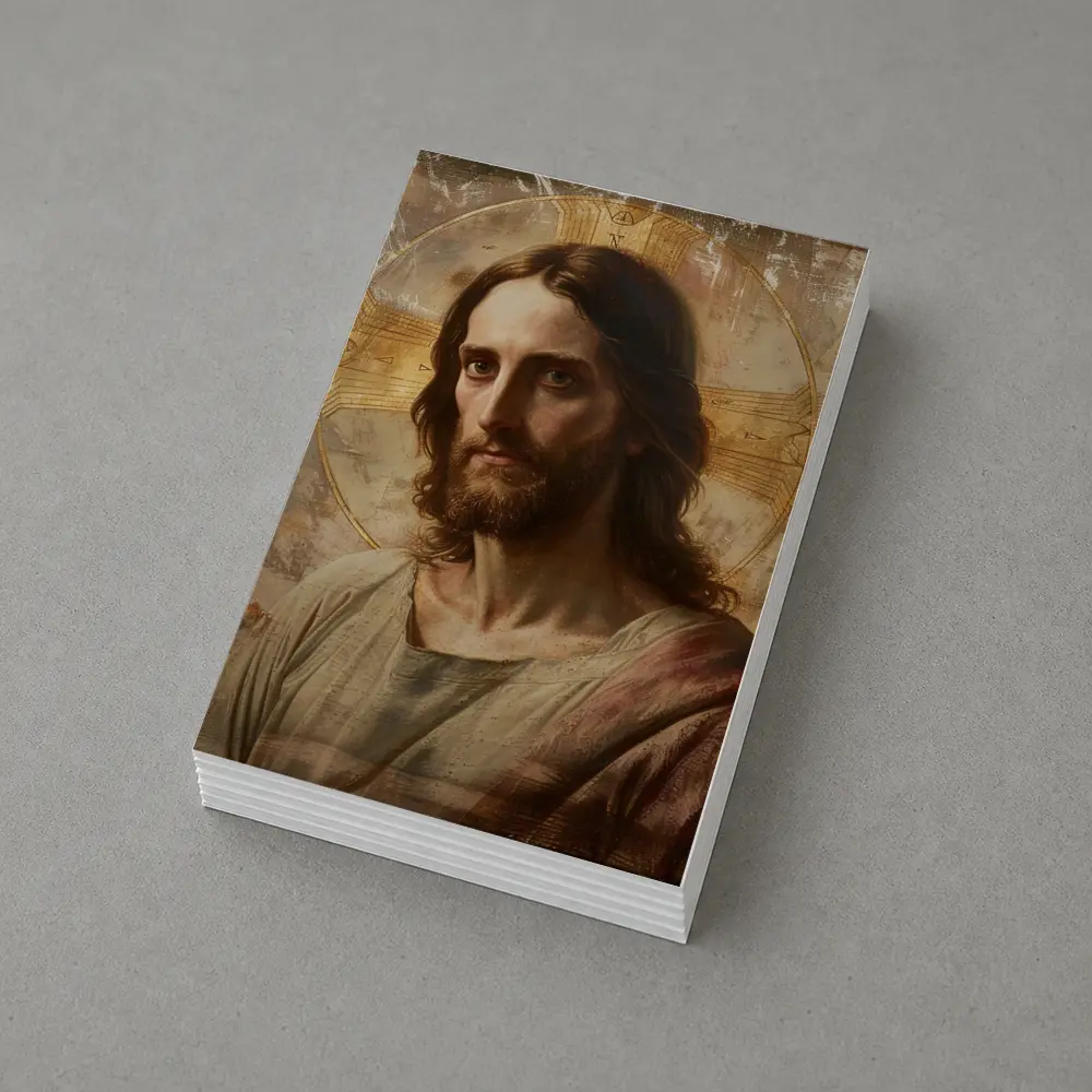 Jesus Christ Portrait Golden Halo Antique Art – Postcards