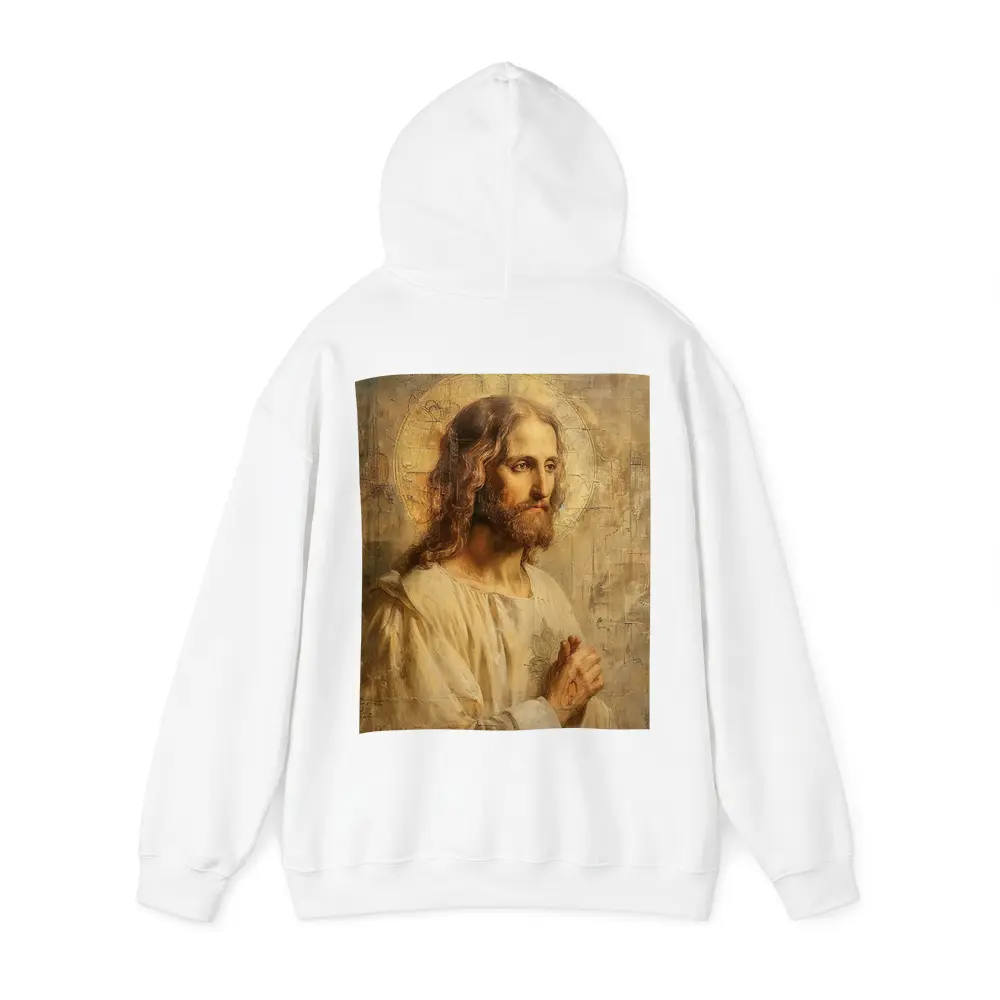Jesus Christ Portrait Golden Textured Painting – Hoodies