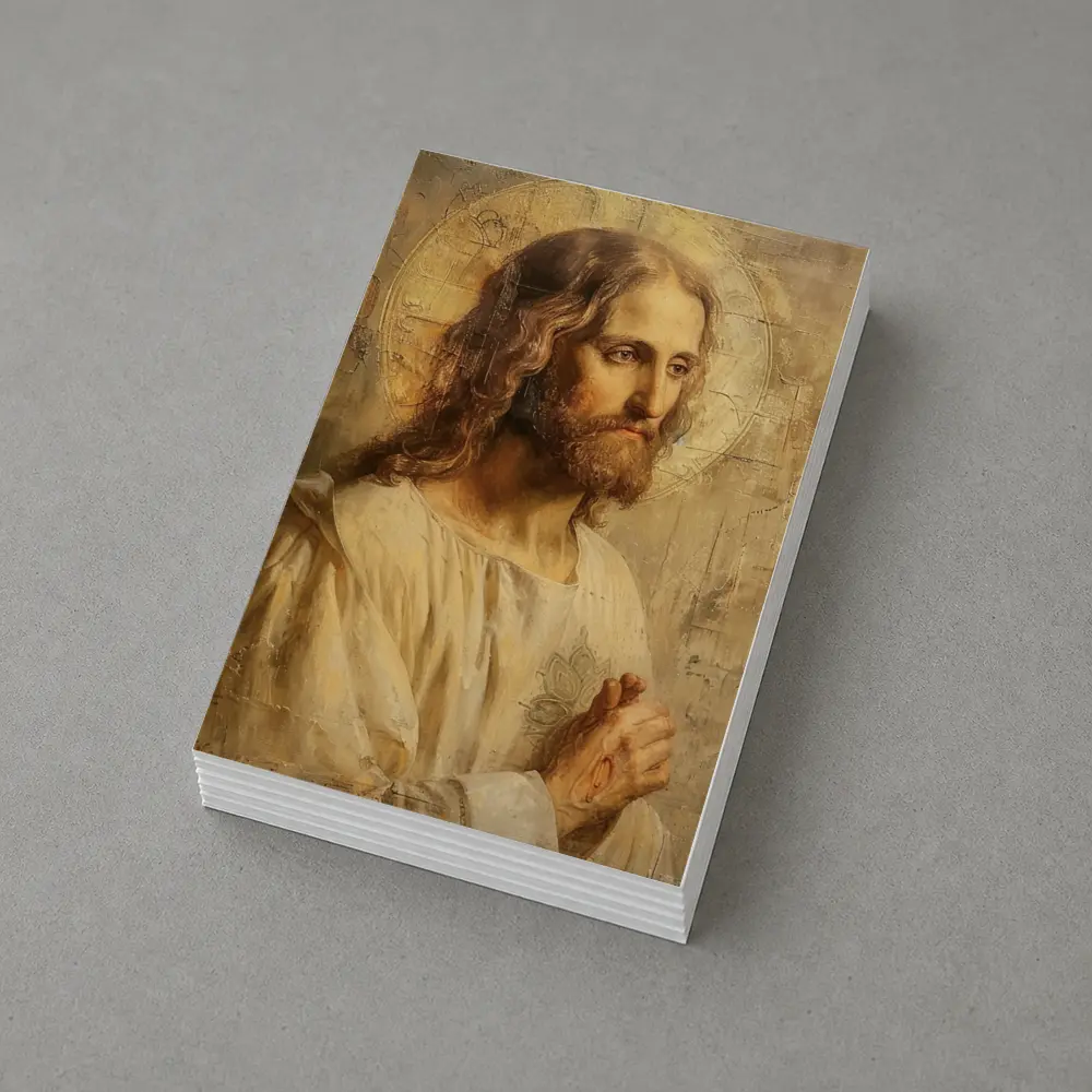 Jesus Christ Portrait Golden Textured Painting – Postcards