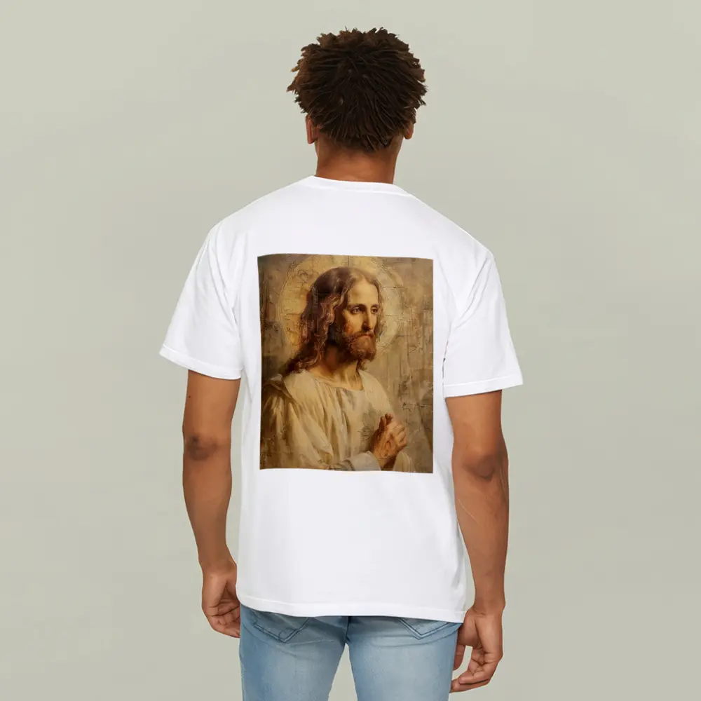 Jesus Christ Portrait Golden Textured Painting – T-Shirts