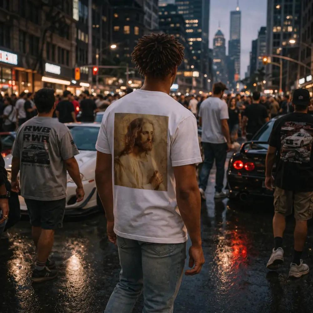 Jesus Christ Portrait Golden Textured Painting – T-Shirts