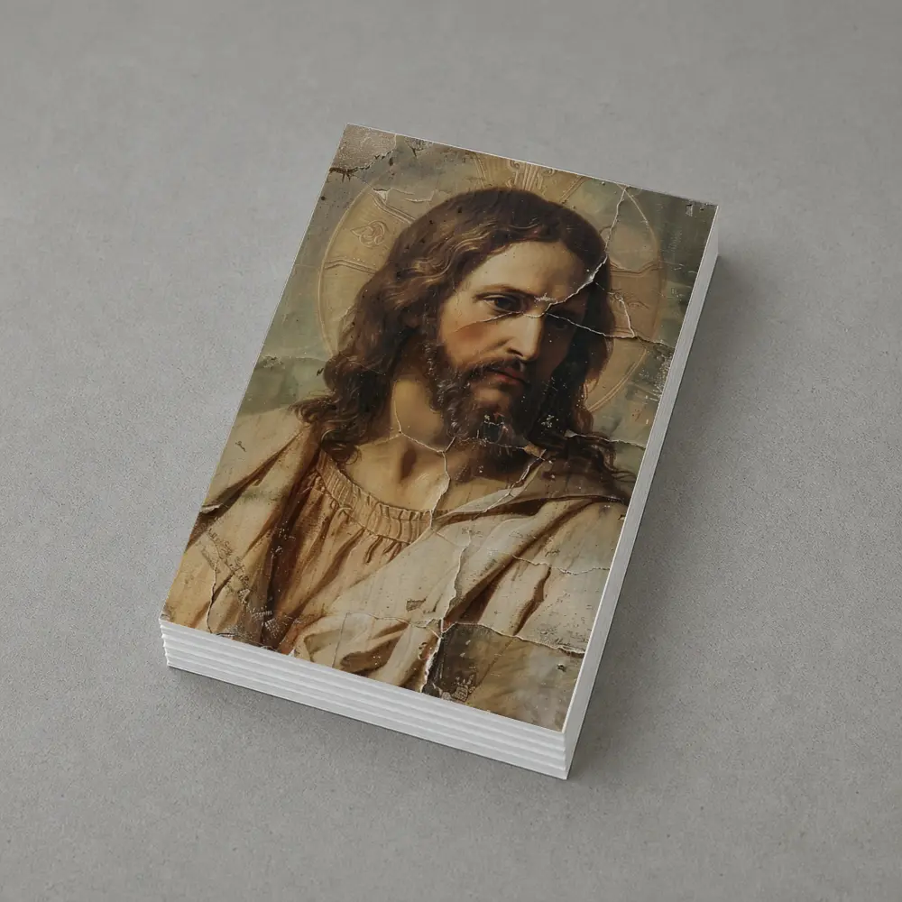 Jesus Christ Aged Cracked Religious Portrait Art – Postcards