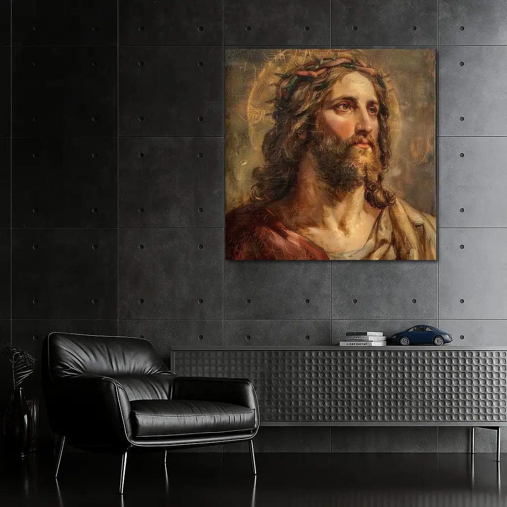 Jesus Christ Crown of Thorns Old Painting – Wall Art
