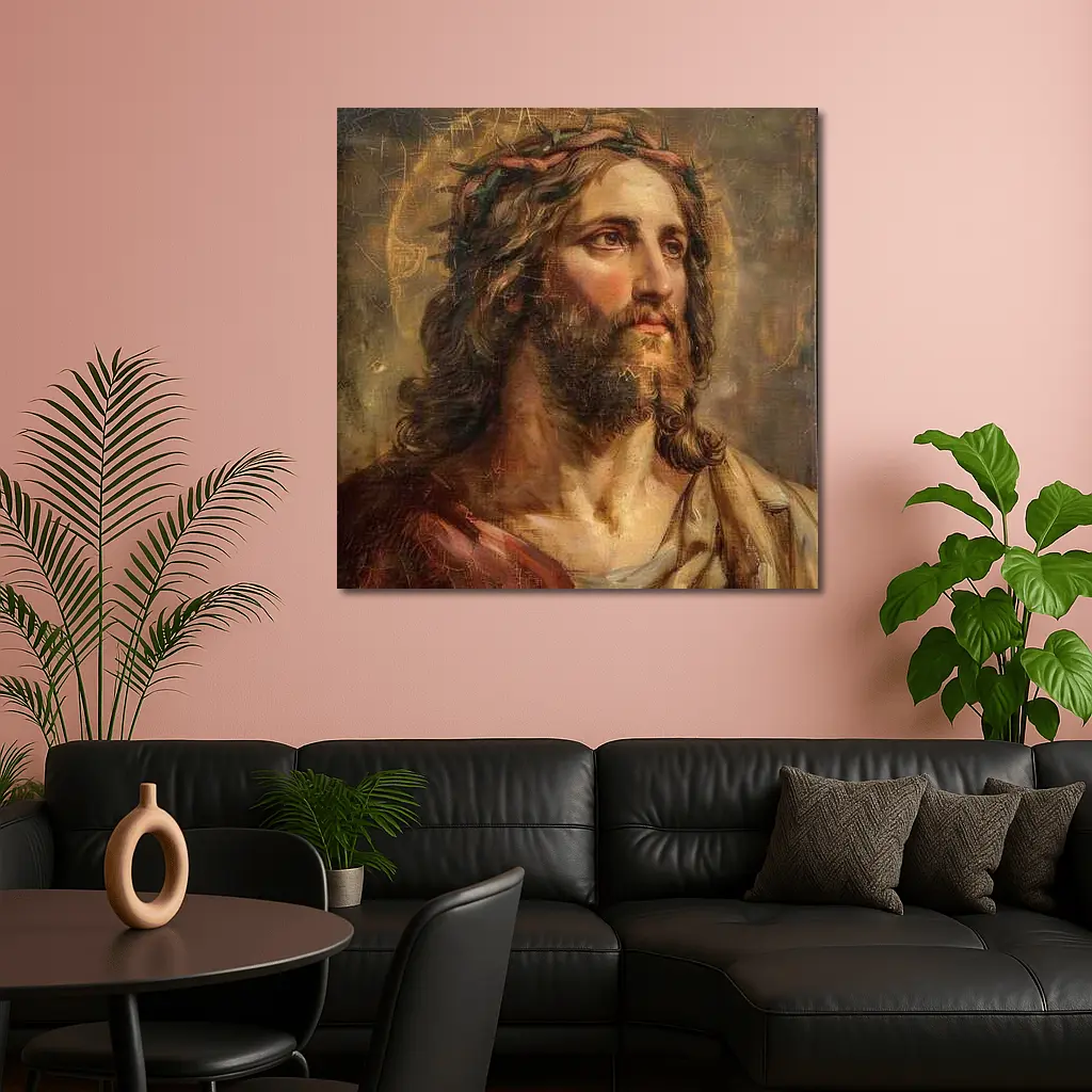 Jesus Christ Crown of Thorns Old Painting – Wall Art