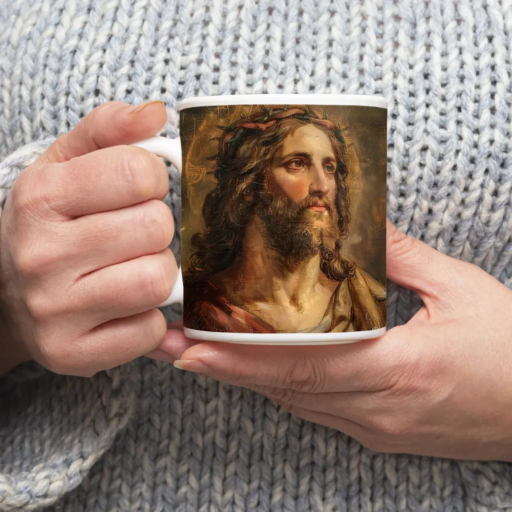 Jesus Christ Crown of Thorns Old Painting – Mugs