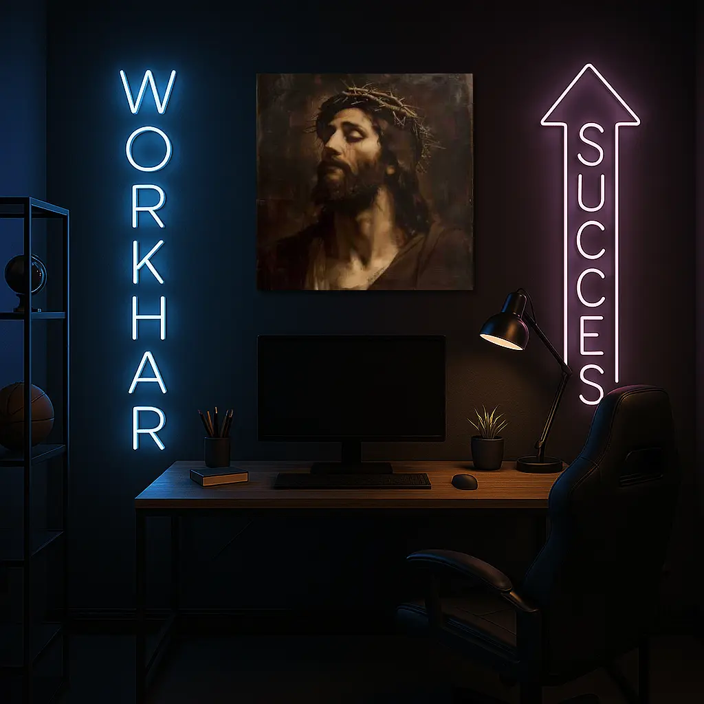 Jesus Crown of Thorns Dark Oil Painting – Wall Art