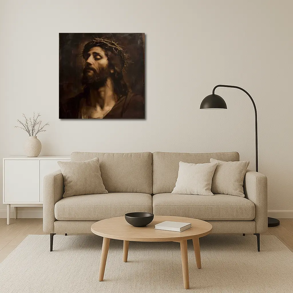 Jesus Crown of Thorns Dark Oil Painting – Wall Art