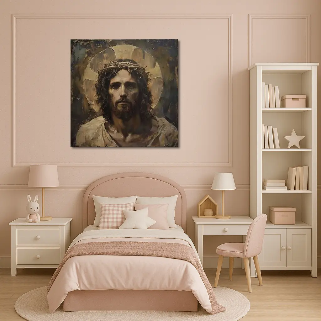 Jesus Crown of Thorns Oil Painting Portrait – Wall Art