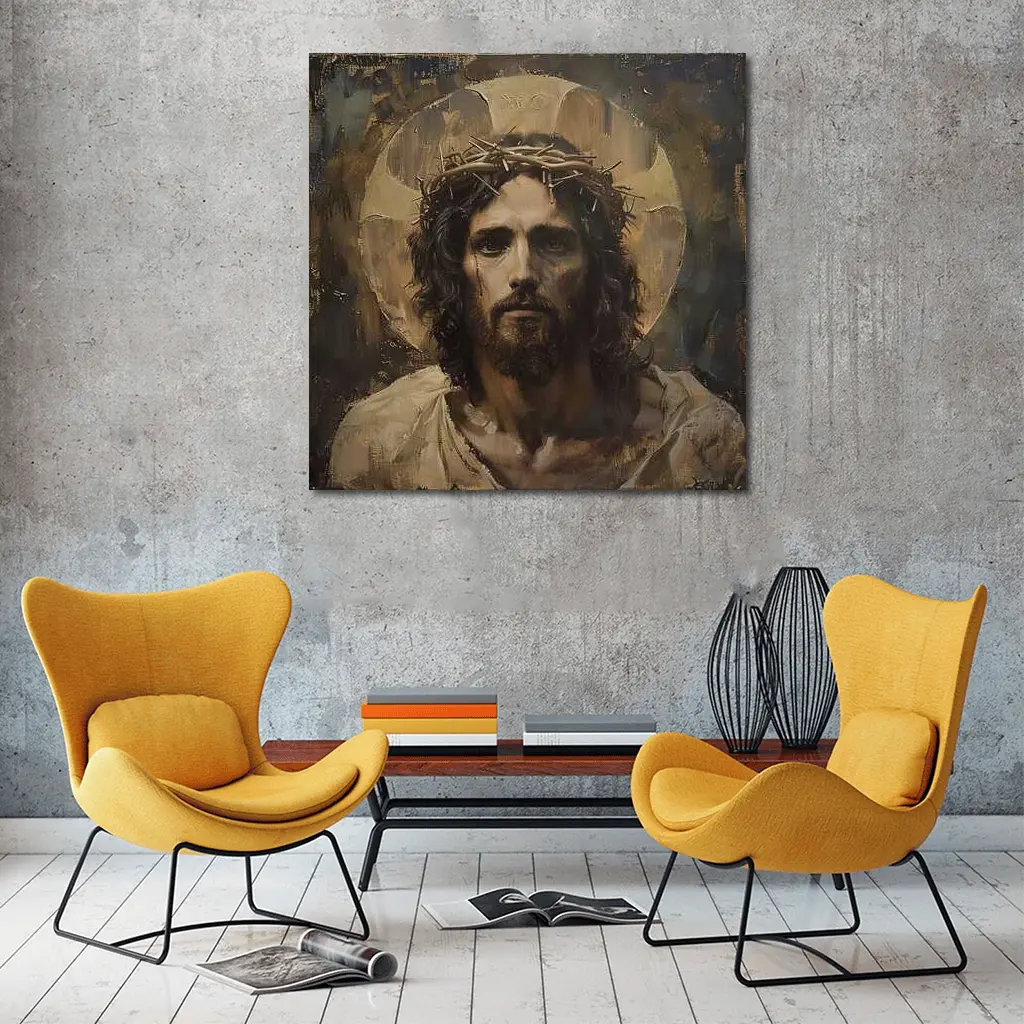 Jesus Crown of Thorns Oil Painting Portrait – Wall Art