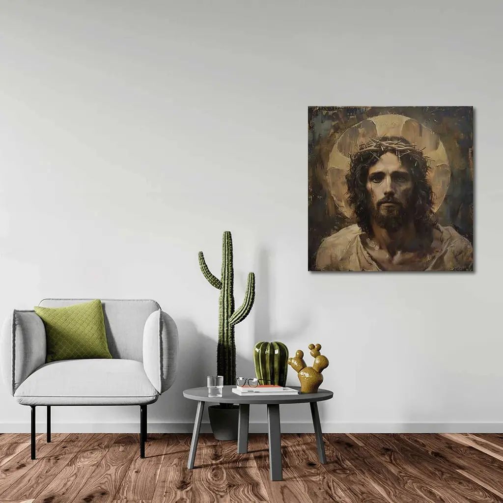 Jesus Crown of Thorns Oil Painting Portrait – Wall Art