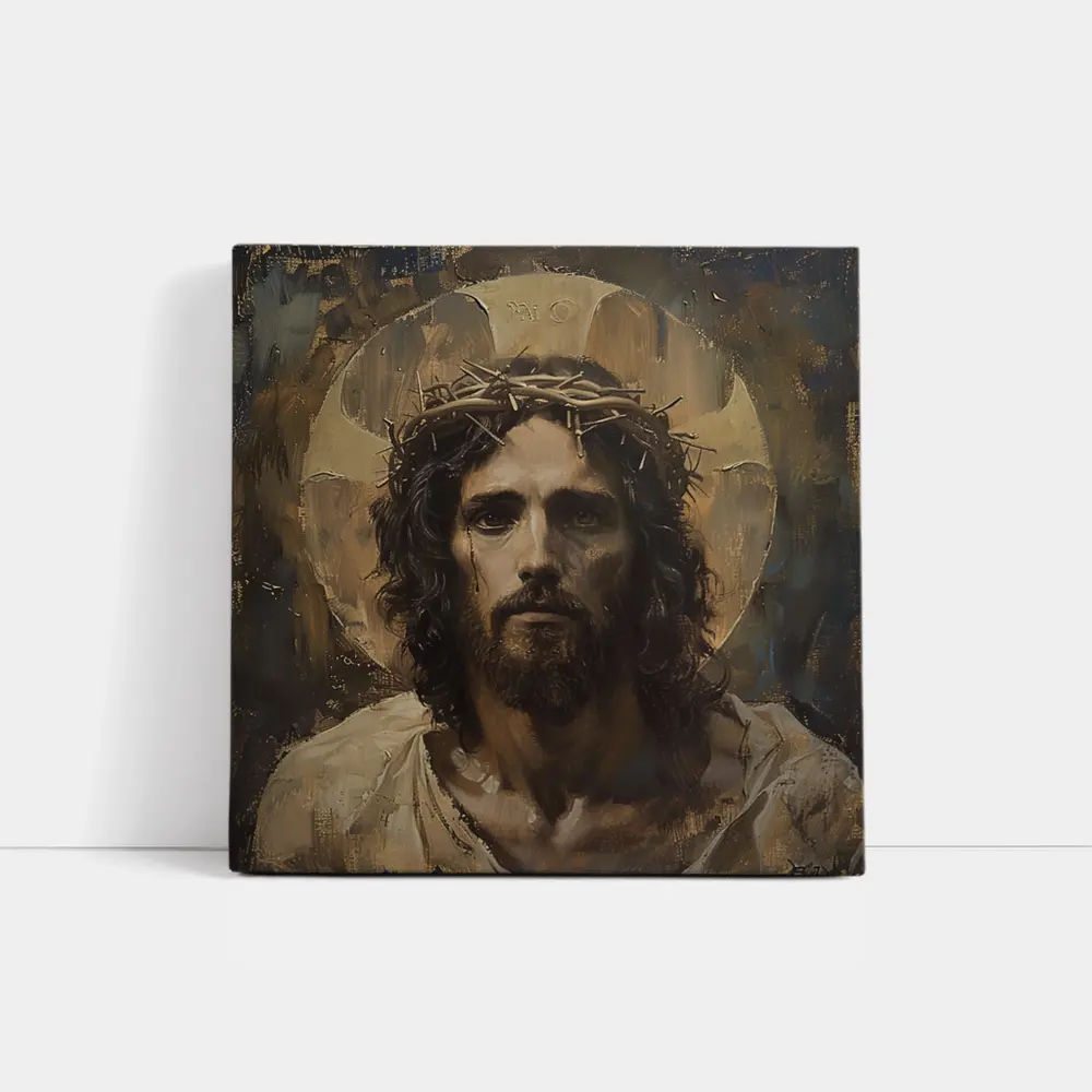 Jesus Crown of Thorns Oil Painting Portrait – Wall Art