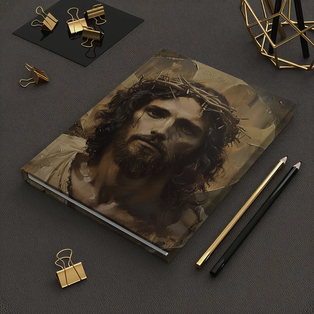 Jesus Crown of Thorns Oil Painting Portrait – Notebooks