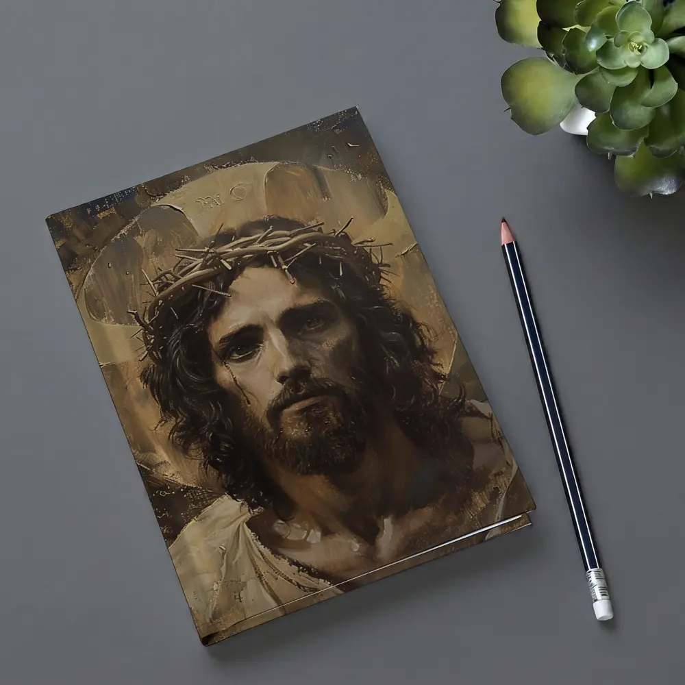 Jesus Crown of Thorns Oil Painting Portrait – Notebooks