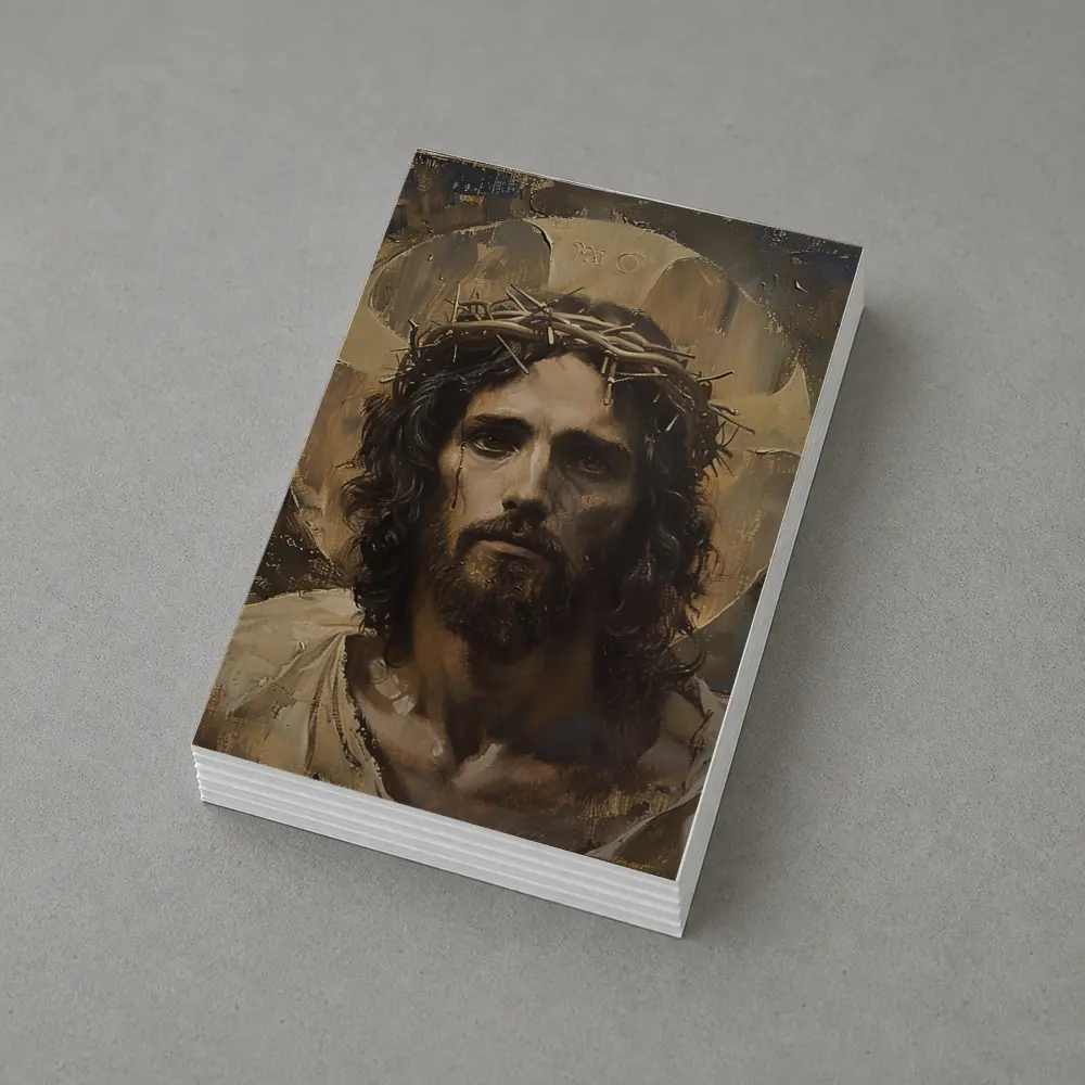 Jesus Crown of Thorns Oil Painting Portrait – Postcards