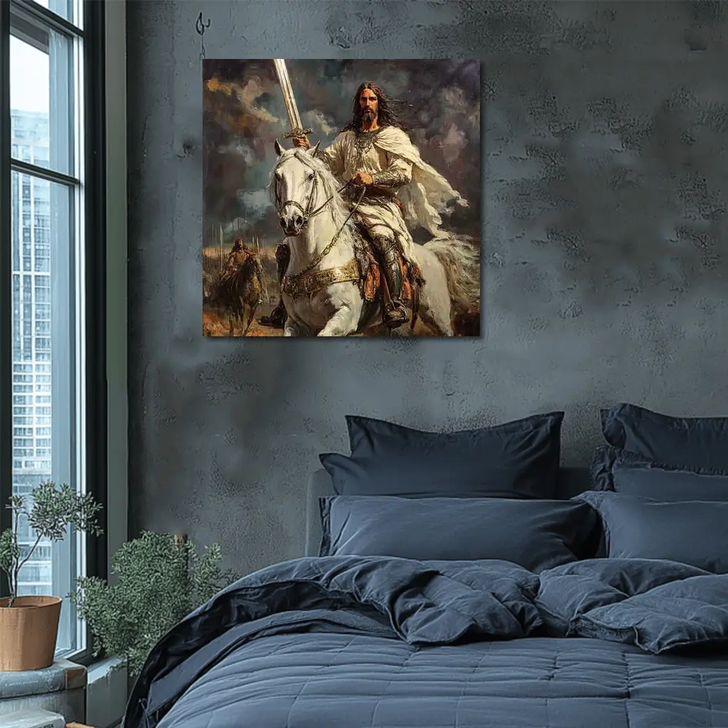 Jesus Christ Riding White Horse With Sword – Wall Art