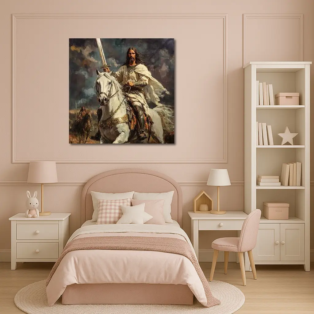 Jesus Christ Riding White Horse With Sword – Wall Art