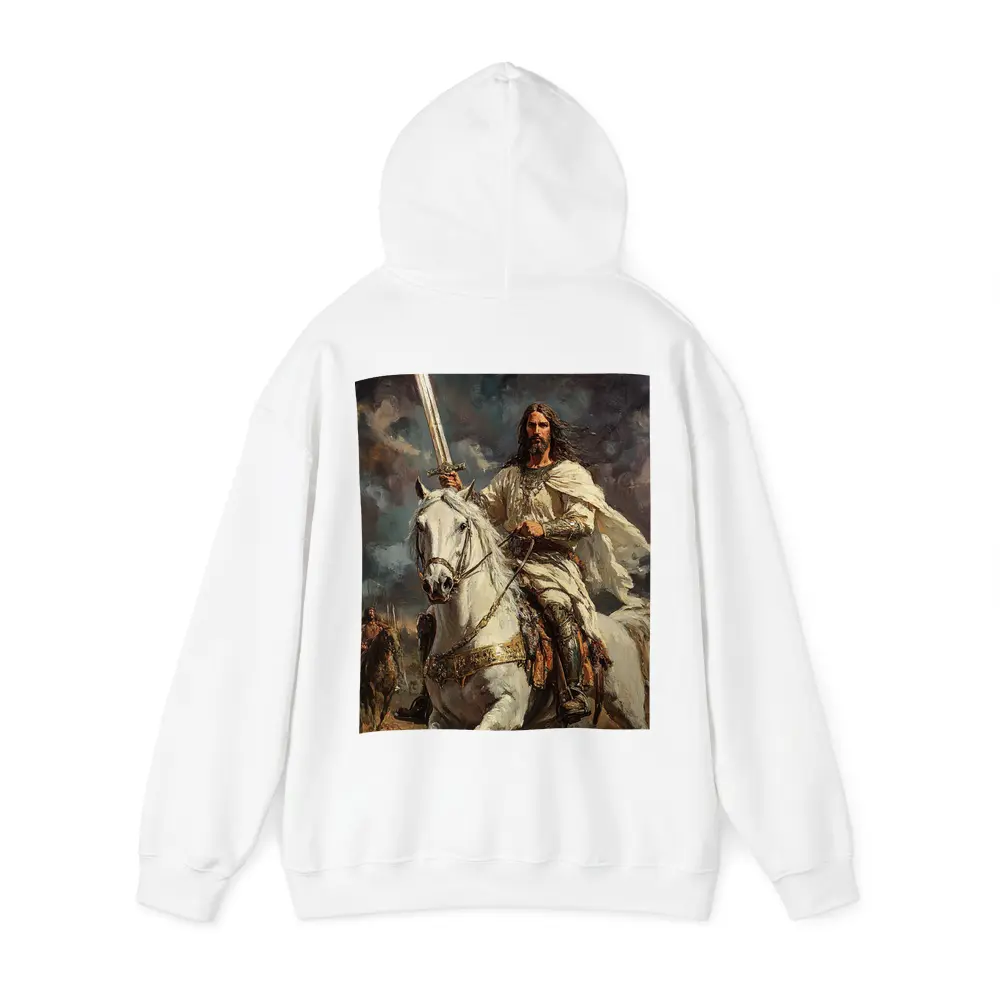 Jesus Christ Riding White Horse With Sword – Hoodies