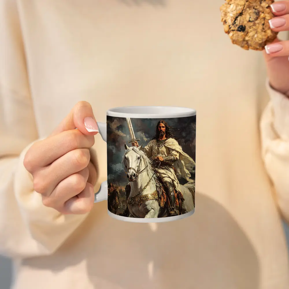 Jesus Christ Riding White Horse With Sword – Mugs