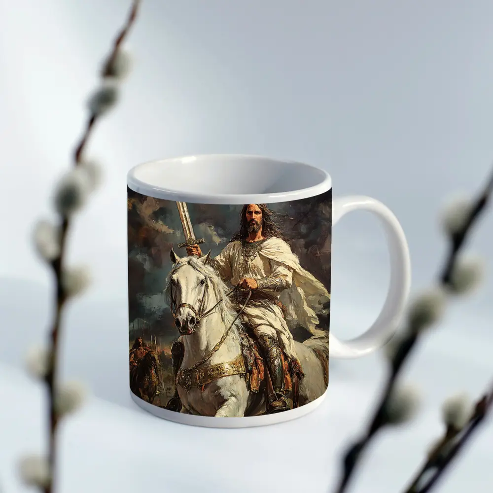 Jesus Christ Riding White Horse With Sword – Mugs