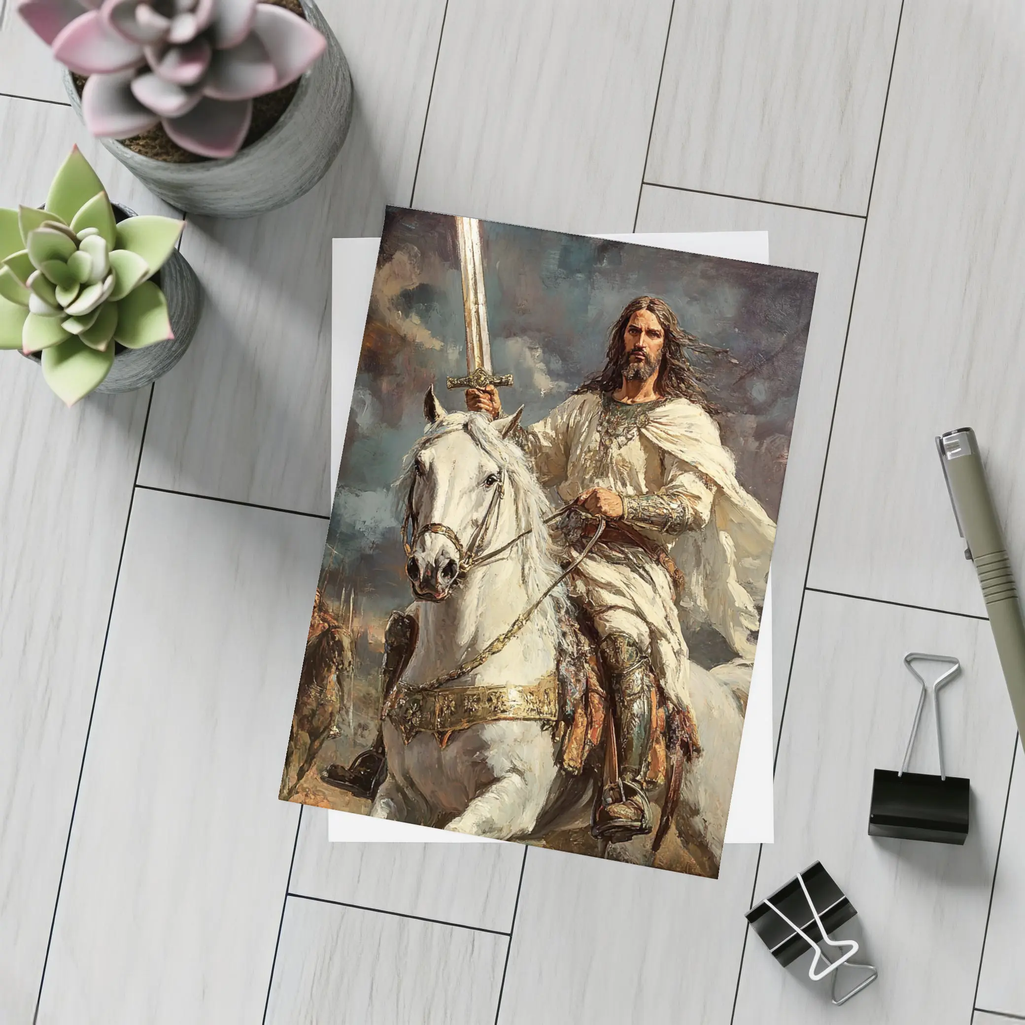 Jesus Christ Riding White Horse With Sword – Postcards