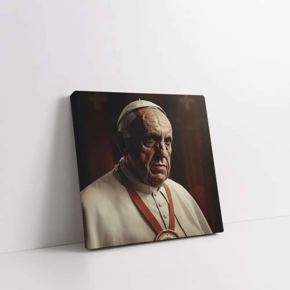 Pope Portrait Dark Dramatic Religious Background – Wall Art