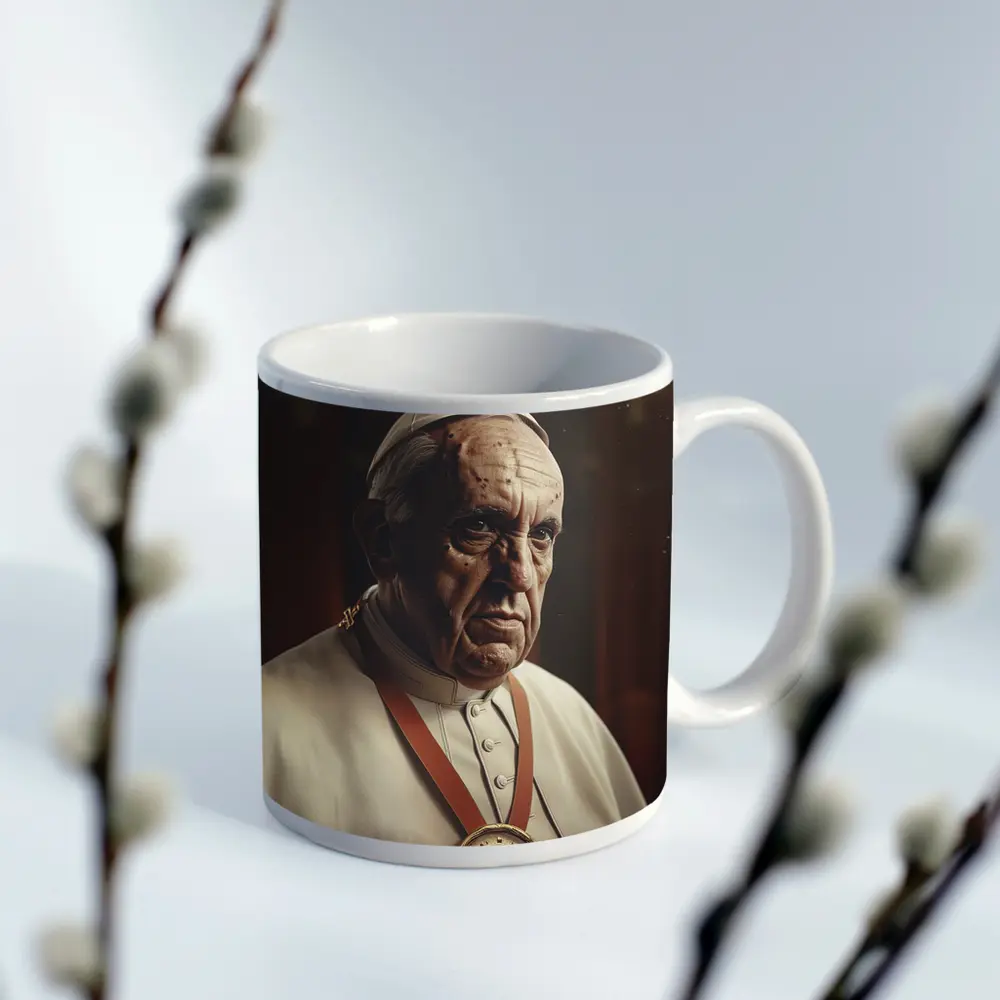 Pope Portrait Dark Dramatic Religious Background – Mugs